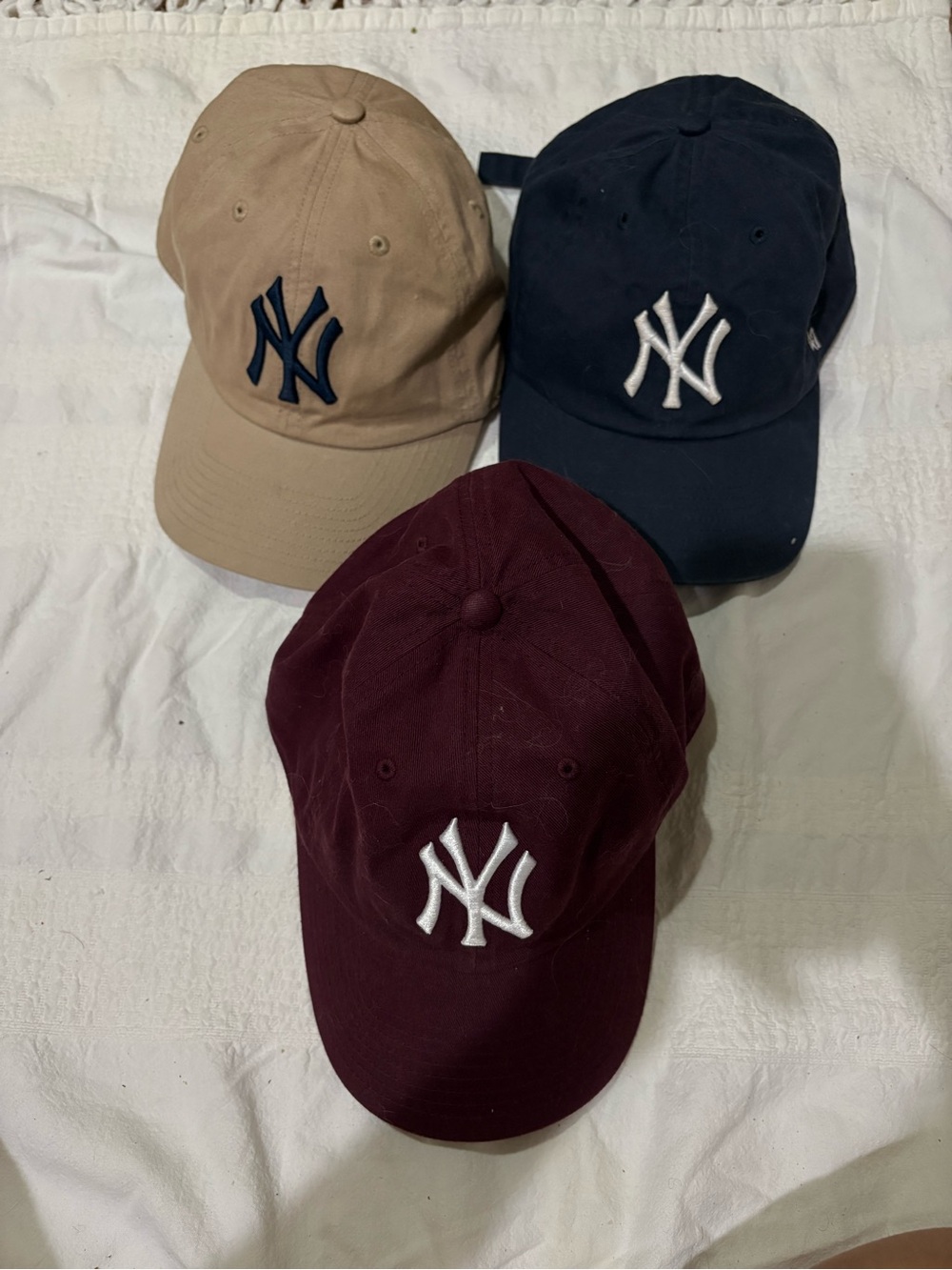 New Era NY Yankees Baseball Caps - Tan, Navy, Burgundy’s Bundle